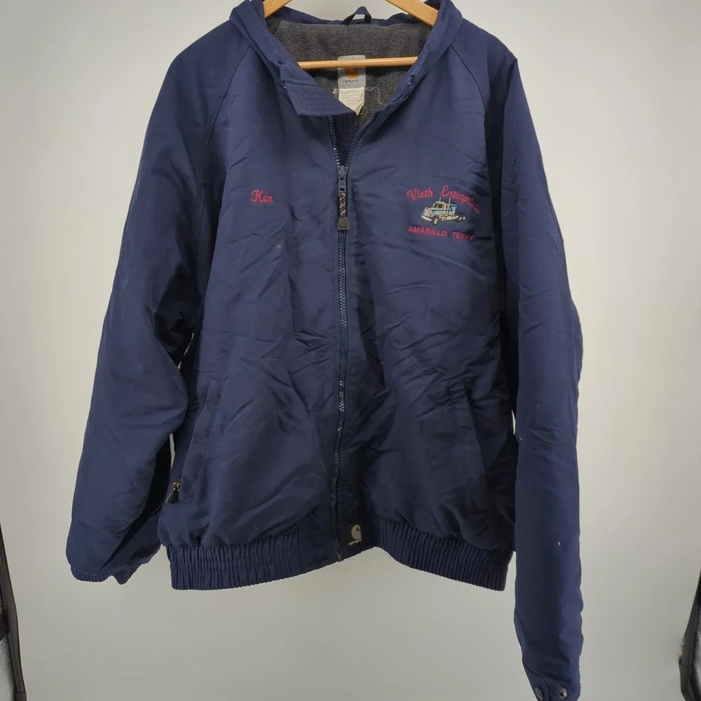 CARHARTT J72 NVY Long Sleeve Fleece Lined Full Zip Jacket 3XL‎ Navy Blue  READ